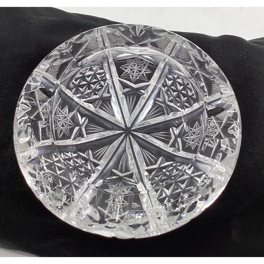 Antique Cut Lead Crystal ABP American Brilliant Cigar Ashtray 6” Wide 2” Tall 3#